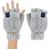 Radfahren Handschuhe Frauen Männer USB Erhitzt Winter Thermische Elektrische Heizung Halb Finger Warm Stricken Hand Skifahren Handschuh