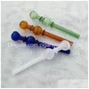 Smoking Pipes Double Ball Glass Pipe Slender Pyrex Wax Burner Colored Round Oil Straight Hand Tobacco Accessories Sw53 Drop Delivery Dhvsn