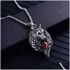 Pendant Necklaces Wolf Head Necklace For Men Women Erkek Kolye Biker Cool Jewelry Animal Charm Wholesale Vintage Punk Gift Drop Deli Dhqdp