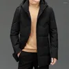 Hommes vestes hommes chaud doudoune Premium longue à capuche fermeture éclair remplie 90% canard classique noir épaissi confortable manteau d'hiver