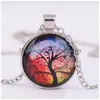 Pendant Necklaces Living Tree Of Life Beautifly Alloy Vintage Glass Cabochon Bronze Chain Necklace Accessary Nice Women Men Jewelry Dhvme