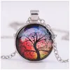 Anhänger Halsketten Lebender Baum des Lebens Beautifly Legierung Vintage Glas Cabochon Bronze Kette Halskette Mithelfer Schöne Frauen Männer Schmuck Dhvme