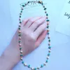 Promotion Chaînes ! Collier ras du cou en perles d'eau douce naturelles faites à la main pour femmes cadeau chaîne Turquoise bleue