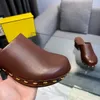 Багиновые шоу Show Slippers забивает мулы деревянные платформы коренастый блок середина хайла искренний кожа