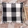 Kussensloop Vierkant Plaid Er Met Ballen 45X45Cm Home Sofa Kussensloop Rood Sierkussen Kerstcadeau Dbc Drop Delivery Garden Textil Dh58J