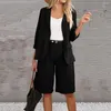 Chándales de mujer 2 unids/set conjunto suelto de dos piezas ropa de uso diario de cintura alta de talla grande señora abrigo pantalones cortos traje de negocios ropa de mujer