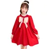 Fille Robes Pour Filles Grand Arc Tricoté Robe Printemps Automne Enfants Style Décontracté Vêtements 6 8 10 12 14