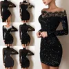 Plus Size Party Dresses Women Slash Neck Full Sleeve Dress Summer Fashion Prom Evening Sexy Ladies Bodycon Dress