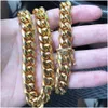 Chains Gold Miami Cuban Link Chain Necklace Men Hip Hop Stainless Steel Jewelry Necklaces Drop Delivery Pendants Dhoq2