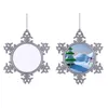 100 st sublimering snöflingor hängande ornament metallprydnader med tomma aluminiumark julfest hemdekoration för varm tryckning