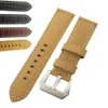 22mm 24mm Genuine Leather Watchbands Strap With Matte Steel Bucke Black Yellow261y