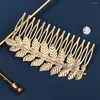 Hair Clips Bridal Comb Golden Olive Leaf Insert Wedding Hairstyle Decoration Alloy Hypoallergenic Leaves Style 1pc Ladies H9