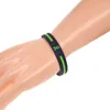 Bangle 1pc Green Line With Cancer Ribbon Silicone Wristband Black Rubber Bracelet