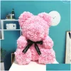 Coroas de flores decorativas Pe Plástico Rosa Artificial Urso Mticolor Espuma Flor Teddy Dia dos Namorados Presente Festa de Aniversário Primavera De Dh6Jx