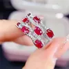 Cluster Rings Natural Real Ruby Luxury Big Ring Per Jewelry 925 Sterling Silver 3 5mm 0.35ct 8pcs Gemstone Fine J213302