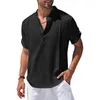 Camisas masculinas casuais camisa masculina estilo simples verão cor pura