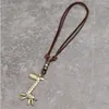 Pendant Necklaces Vintage Metal Robot Giraffe Necklace Punk Braided Adjustable Choker Leather Men Women Jewelry