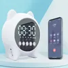 Haut-parleurs portables Haut-parleur avec horloge pour enfants, horloge mignonne, alarme, horloge Bluetooth avec carte de support de haut-parleur AUX avec radios d'alarme LED