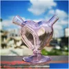 Smoking Pipes 3 Pink Glass Hand Beautif Heart Water Bong Tobacco Accessories Dab Rig Art Oil Burner Spoon Gift Drop Delivery Home Ga Dhui1