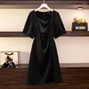 Plus Size Kleider 2023 Sommerkleid für Frauen Große lose Kurzarmfalte Blau Schwarz Midi 3XL 4XL 5XL 6XL 7XL