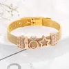 Charm Bracelets High Quality Stainless Steel Mesh Bracelet DIY Crystal Crown & Star Charms Fit Brand Adjustable For Women Jewelry Gift