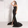 Sexy Elegant Satin Long Mermaid Bridesmaid Dresses For Wedding Sweetheart Plus Size Women Special Occasion Evening Gowns Front Split Formal Club Night Wear CL2398