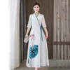 Ubranie etniczne Tradycyjne chińskie sukienki Kobiety retro qipao długie cheongsam elegancki vintage kwiatowy nadruk nowoczesny