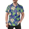 Chemises décontractées pour hommes feuilles de palmier tropicales fleur imprimé chemise de plage hawaïen Streetwear Blouses hommes imprimé grande taille