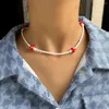 Chaînes D'été Belle Résine Colorée Champignon Choker Colliers Pour Femmes Acrylique Multicolore Perlé Collier Enfants Fête D'anniversaire Cadeaux