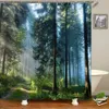 Duschgardiner Forest Natural Landskap Duschgardiner 3D -tryckning Badgardiner Polyester Tvättbart tyg med krokar Hem Dekorativ skärm 230607