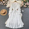 Casual Dresses 2023 Summer Dress for Women French Style Gentle Hollow Lace Women's Loose Slimming Up under knäet