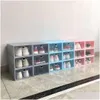 Depolama kutuları kutular yeni ayakkabı kutusu kalınlaştırıcı şeffaf plastik toz geçirmez flip şeffaf şeker istiflenebilir ayakkabılar organizatör damla dhun4