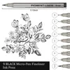 Marqueurs 9PcsSet Profession Pigment Liner Micron Encre Art Marqueur Stylo pour Croquis Dessin Bandes Dessinées Brosse Crochet Ligne Stylos Fournitures 230608