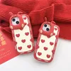 DHL libre al por mayor coreano ins Cute Love heart Rabbit ear Red 3D Phone Case para iPhone 14 13 12 11 Pro Max 14pro 13pro Silicona protectora Soft Cove