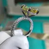 Anello solitario WUIHA 100% 925 Sterling Silver 3EX Radiant Cut 5CT VVS Giallo Creato Wedding Engagement Anello personalizzato Gioielleria raffinata 230607