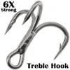 Fiskekrokar Treble Hook 6x Strong Carbon Steel Classic Round Bend Triple Fish Set For Big Game Bluefish Salmon Kingfish 230608