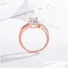 Band Rings Bling Cz For Women Rose Gold Color Engagement Anel Feminino Gifts Her Cute Sugar Cube Shape Ring Drop Delivery Jewelry Dhfpk