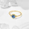 Wedding Rings LAMOON Natural Gemstone Ring For Women Topaz Abalone Shell 925 Sterling Silver Gold Vermeil Fine Jewelry Vintage Bijou Summer 230608