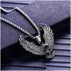 Pendant Necklaces Gold Plated Hawk Necklace Retro Stainless Steel Mens Jewelry For An Edgy Style Statement Drop Delivery Pendants Dhhp6