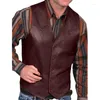 Men's Vests 2023 European And American Men's Fashion Vintage Vest Single-breasted Leather Jacket