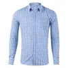 Men's Casual Shirts Male Autumn Plaid Single Pocket Shirt Turn Down Collar Button Long Sleeve Blouse Memory House Slipper