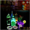 Neuheit Beleuchtung 6 cm Glühen Untersetzer Licht 4 LEDs Aufkleber Flasche Lampe blinkende LED-Leuchten für Weihnachten Weihnachten Nachtclub Bar Party Vase Dhmth