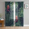 Vorhang, tropischer Dschungel, grüne Pflanze, Blumen, Blätter, Tüll, transparente Fenstervorhänge für Wohnzimmer, Schlafzimmer, Voile-Organza-Vorhänge