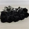 Ramo de cabeza de flor artificial de rosa negra de seda para el hogar, sala de estar, deshierba, decoración de Navidad, decoración de Año Nuevo, 8-9 cm, GC2170