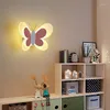 Lampade da parete Lampada a LED a forma di farfalla per bambini Camera da letto Sconce Casa moderna Blu Rosa Bianco Ragazze Ragazzi Cartoon AC85-260V