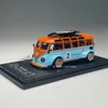 Diecast Model Car 164 T1 Gulf Wide Body Van Alloy Model Diecasts Metal Toy Vehicles Model With Surfboard Collection Static Display Ornament Toys 230608