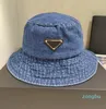 Ladies fishermans hat 2023 fashion accessories big brim hat cotton denim diagonal geometric letters summer sun visor bucket