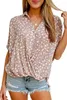 Vrouwen Blouses Roze Luipaard Gedrukt Korte Mouwen Twist Shirt Top Vrouwen Casual Soft Tops T-shirts Vrouwelijke Harajuku Mujer