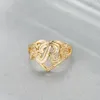 Anello solitario Iniziali personalizzate Cuore Anello regolabile per le donne Moda gioielli Hip Hop Personalizzati A-Z26Letter Anelli Regalo di San Valentino 230607