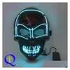 Máscaras de festa Led Light Up Máscara de terror Halloween Glow Skl Fl Face Festival super assustador Cosplay Costume Supplies Dbc Drop Delivery Home Dh83K